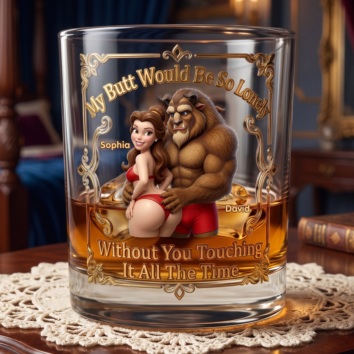 Naughty Fairytale Couple Round Glass - Personalized Gift For Couples 05OHLU290626-Homacus