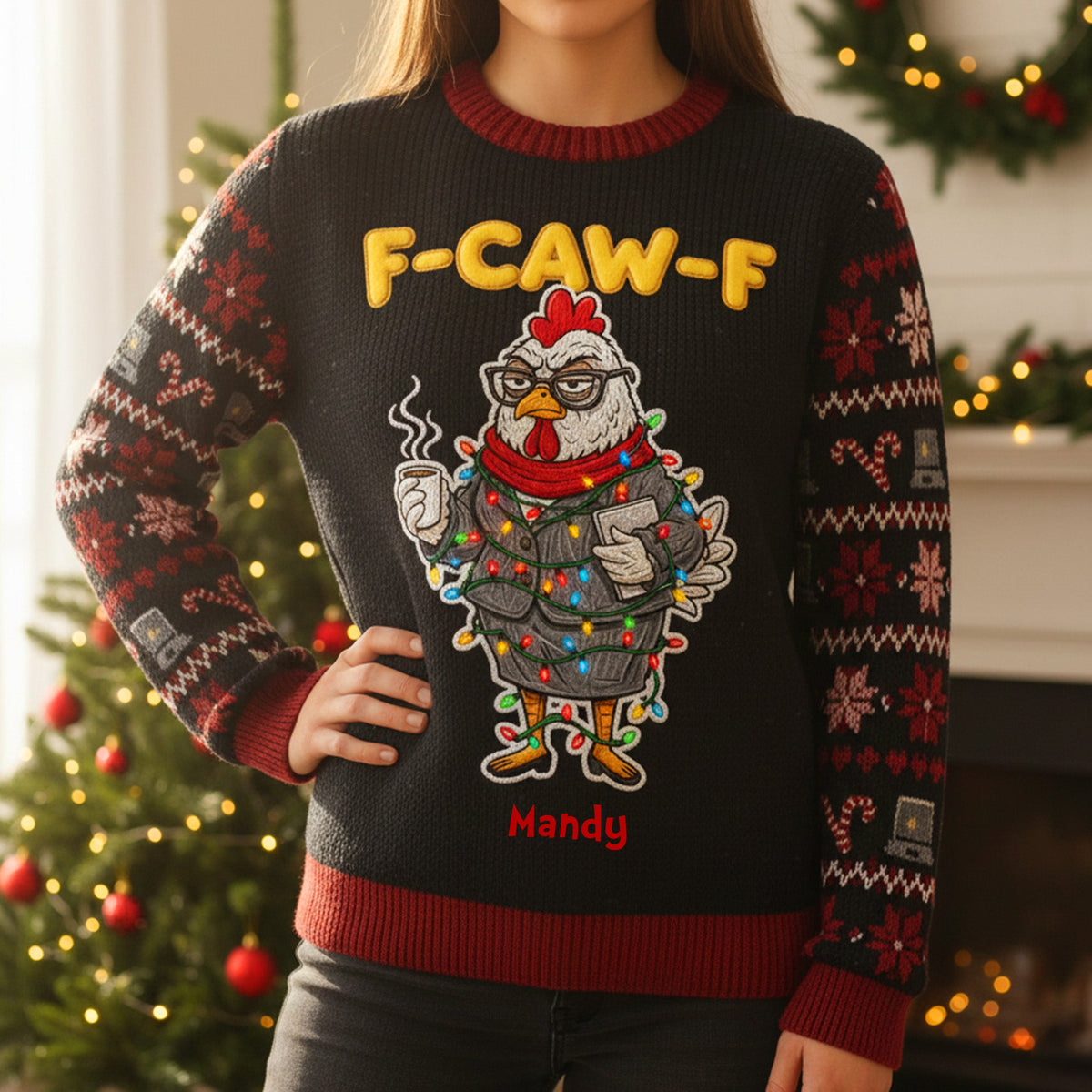 Funny Chicken Knitted Ugly Sweater - Personalized Gifts For Officers 05TOMG011125