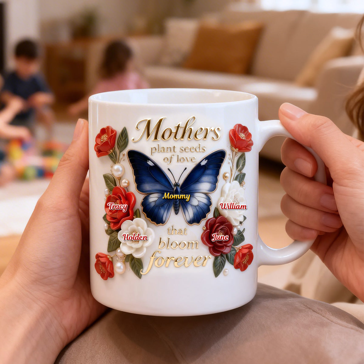 Floral Butterfly Mom And Kids Coffee Mug - Personalized Gifts For Mother's Day Coffee Mug 04TOMG250226-Homacus