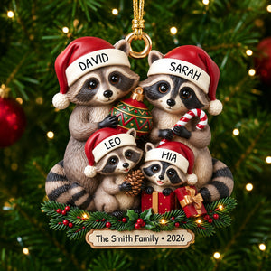 Lovely Raccoon Family Acrylic Ornament - Personalized Christmas Gifts For Family 03tydh140826