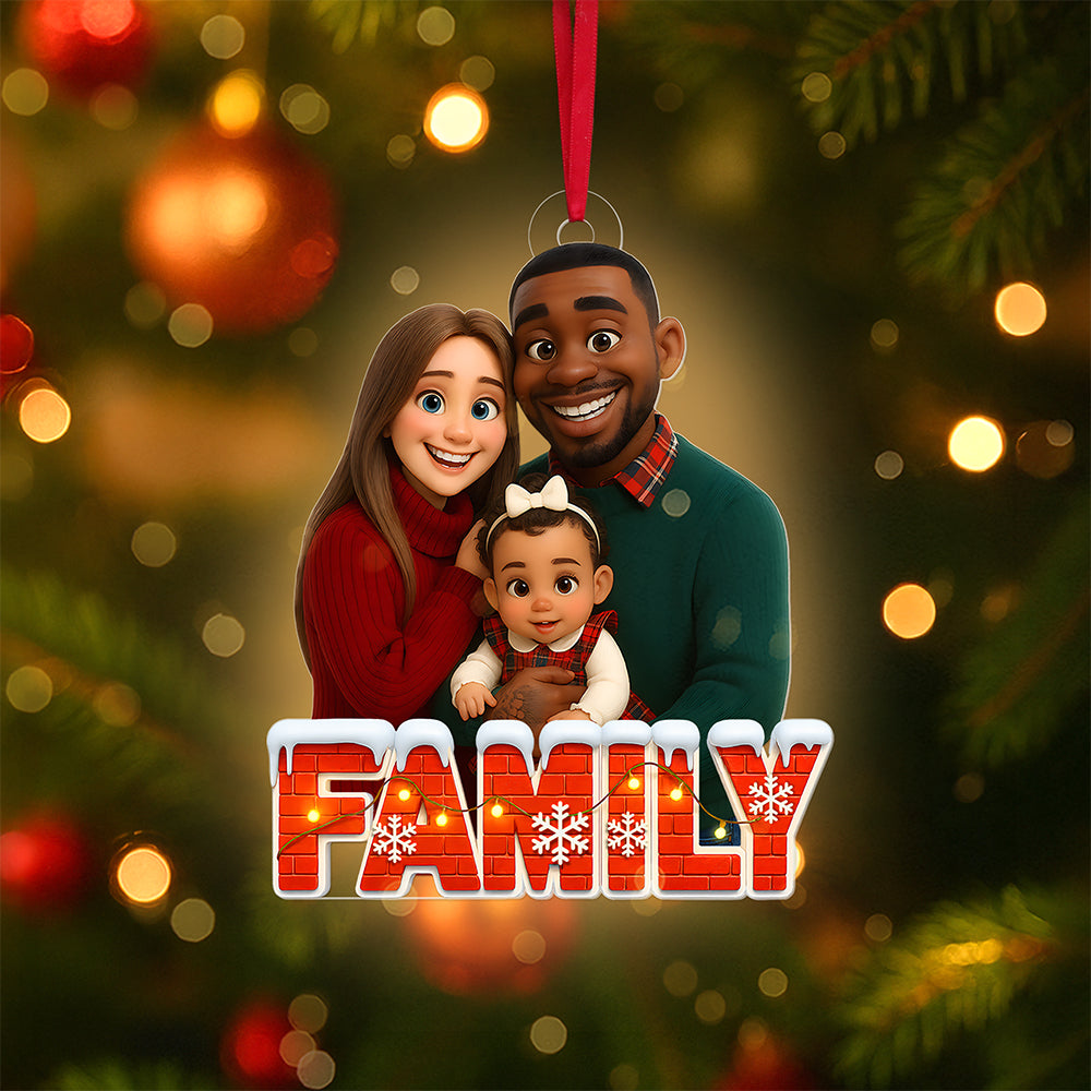 Family Cartoon Art Ornament - Custom Photo Gifts For Family 04pgta110825-Homacus