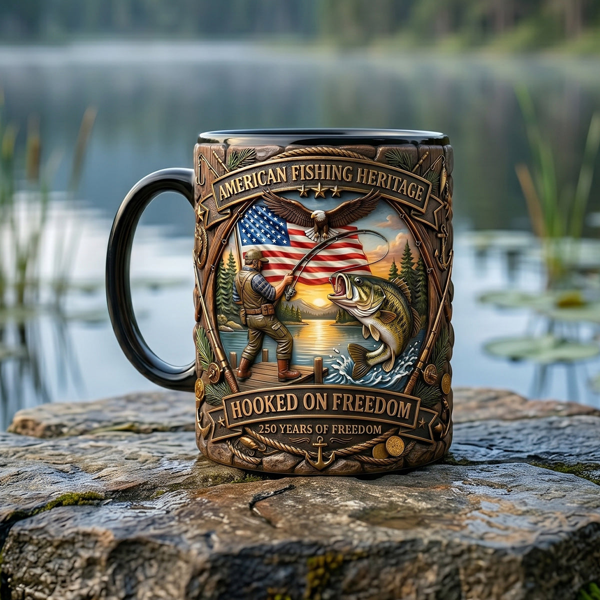Hooked On Freedom Accent Mug - Personalized Gift For Fisherman 04tytn250626-Homacus
