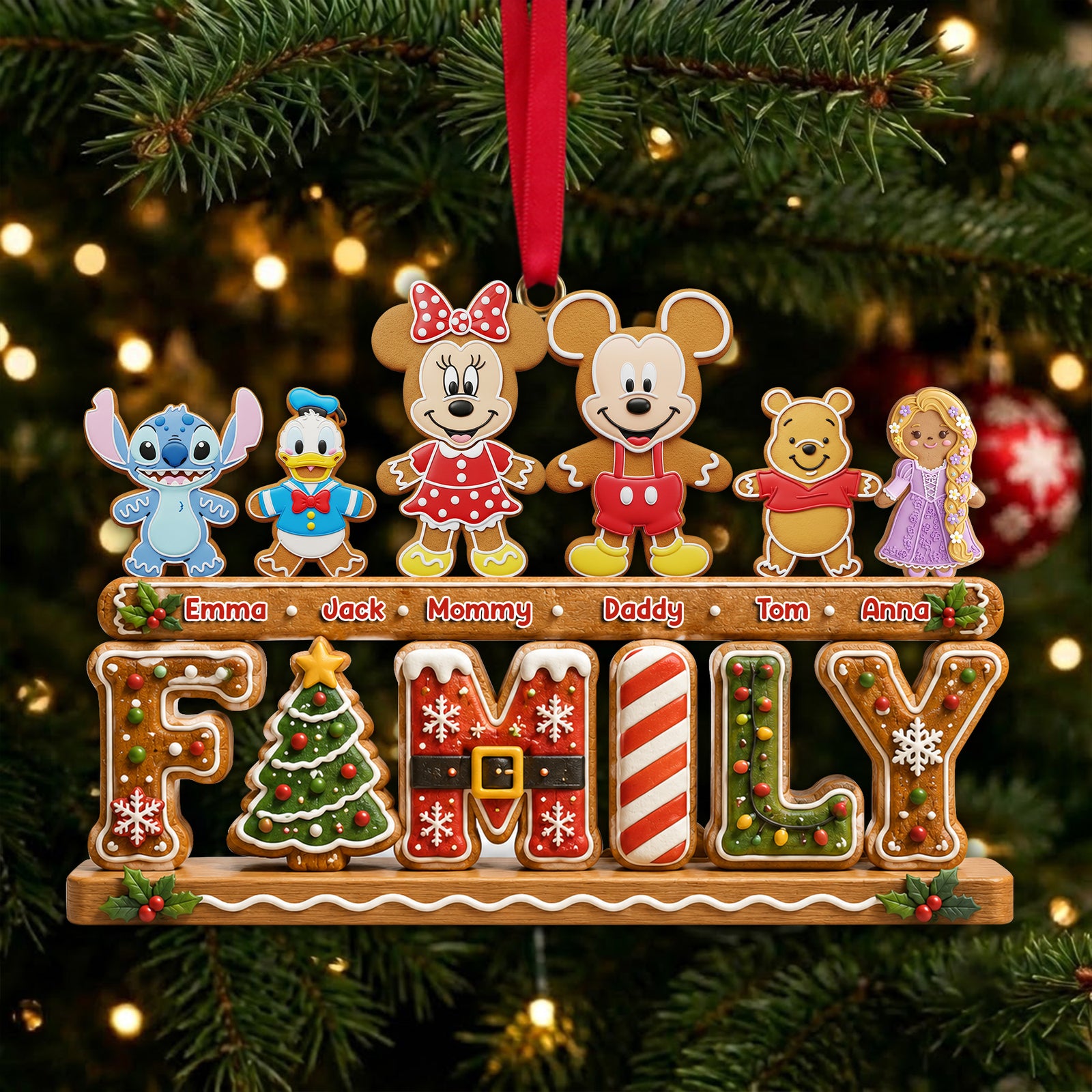 Lovely Gingerbread Family Acrylic Ornament - Personalized Christmas Gifts For Family 02nalu070926-Homacus