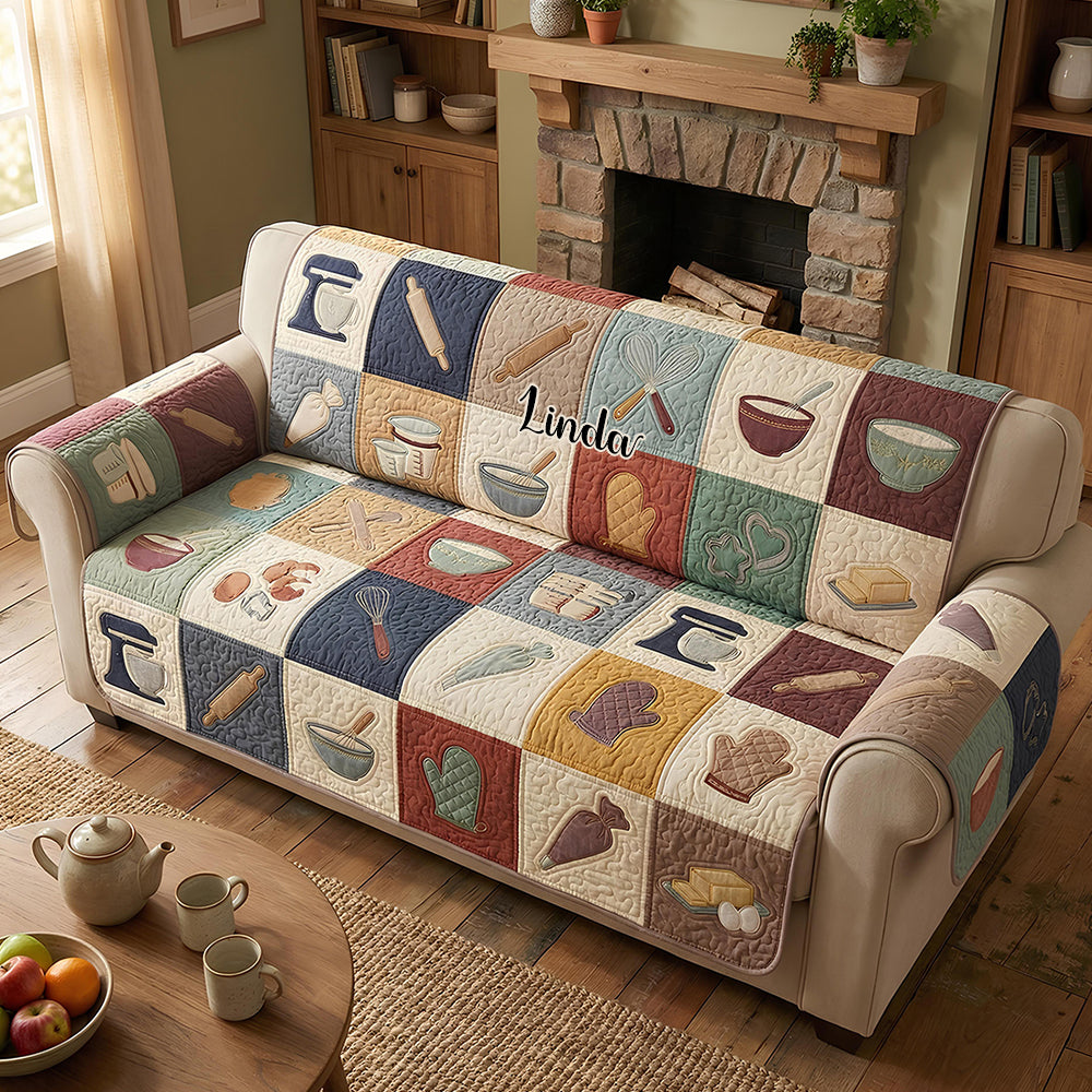 Tasteful Baking Collage Quilted Sofa Cover, Personalized Gifts For Baking Lovers 04qhdt260126-Homacus