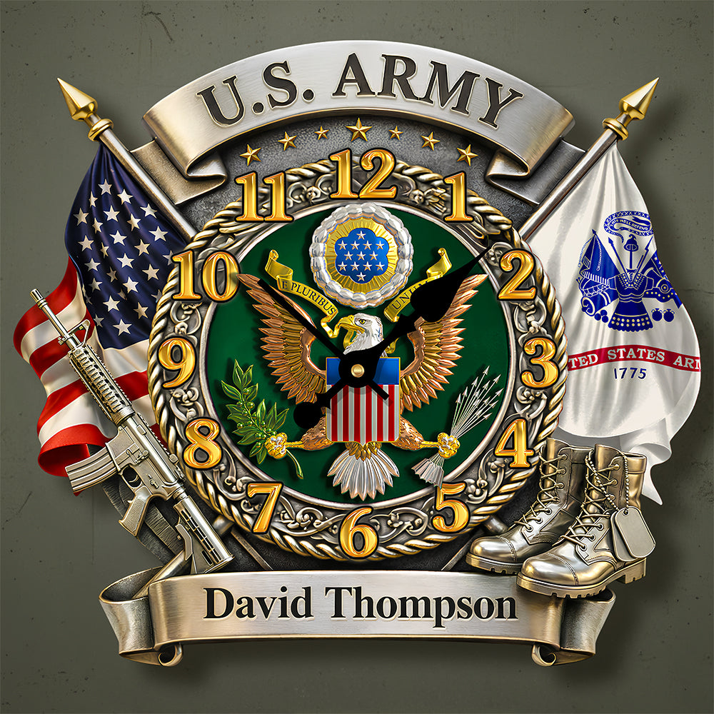 Veteran Wall Clock - Personalized Gifts For Military 1 Layer Acrylic Hanging Wall Clock HUVP030626-Homacus