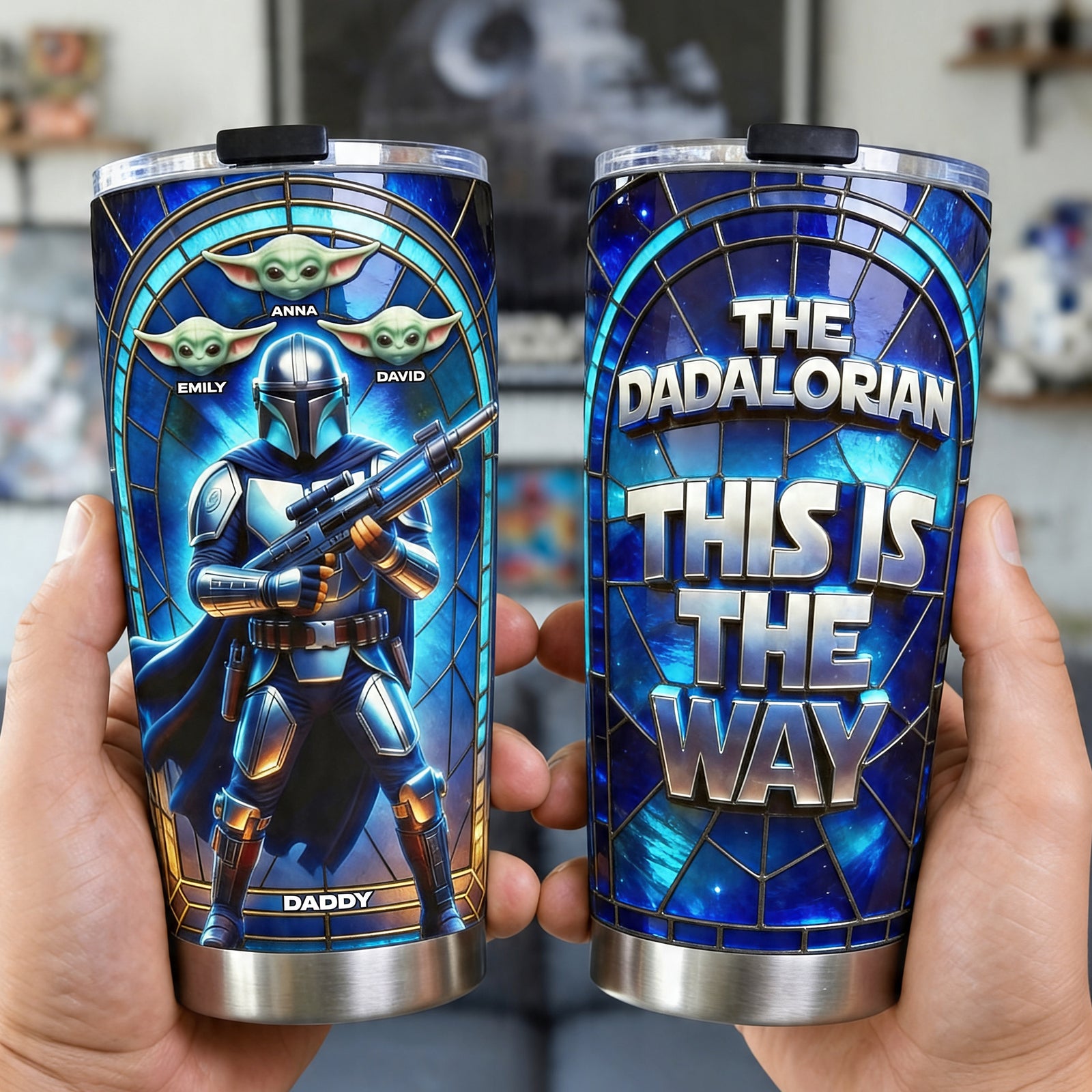 Sci-fi Theme Dad And Kids 20oz Tumbler - Personalized Gifts For Father's Day Tumbler 04TOQN150426-Homacus