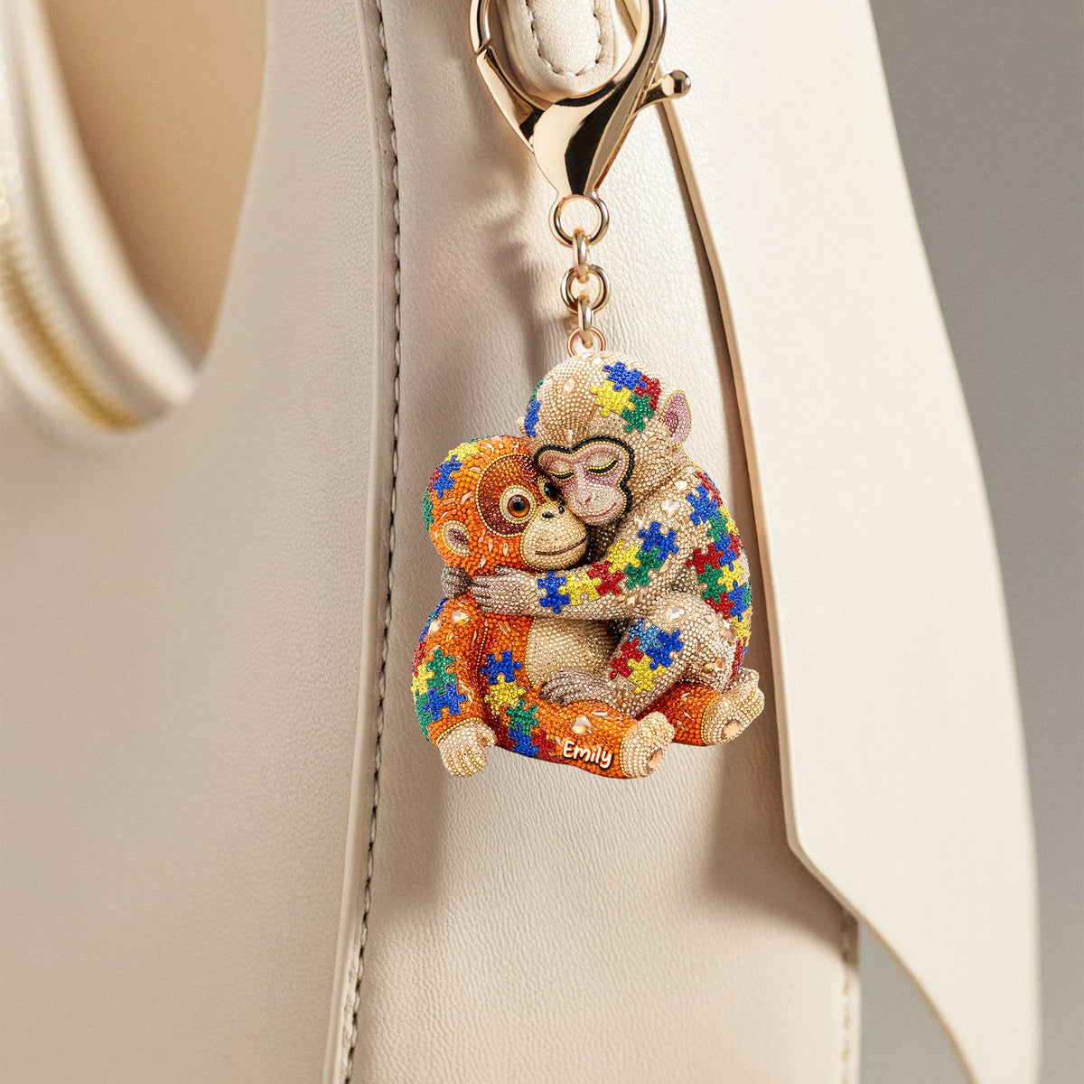 Autism Monkey Punch Keychain - Personalized Gift For Autism Mom 05naqn140326-Homacus