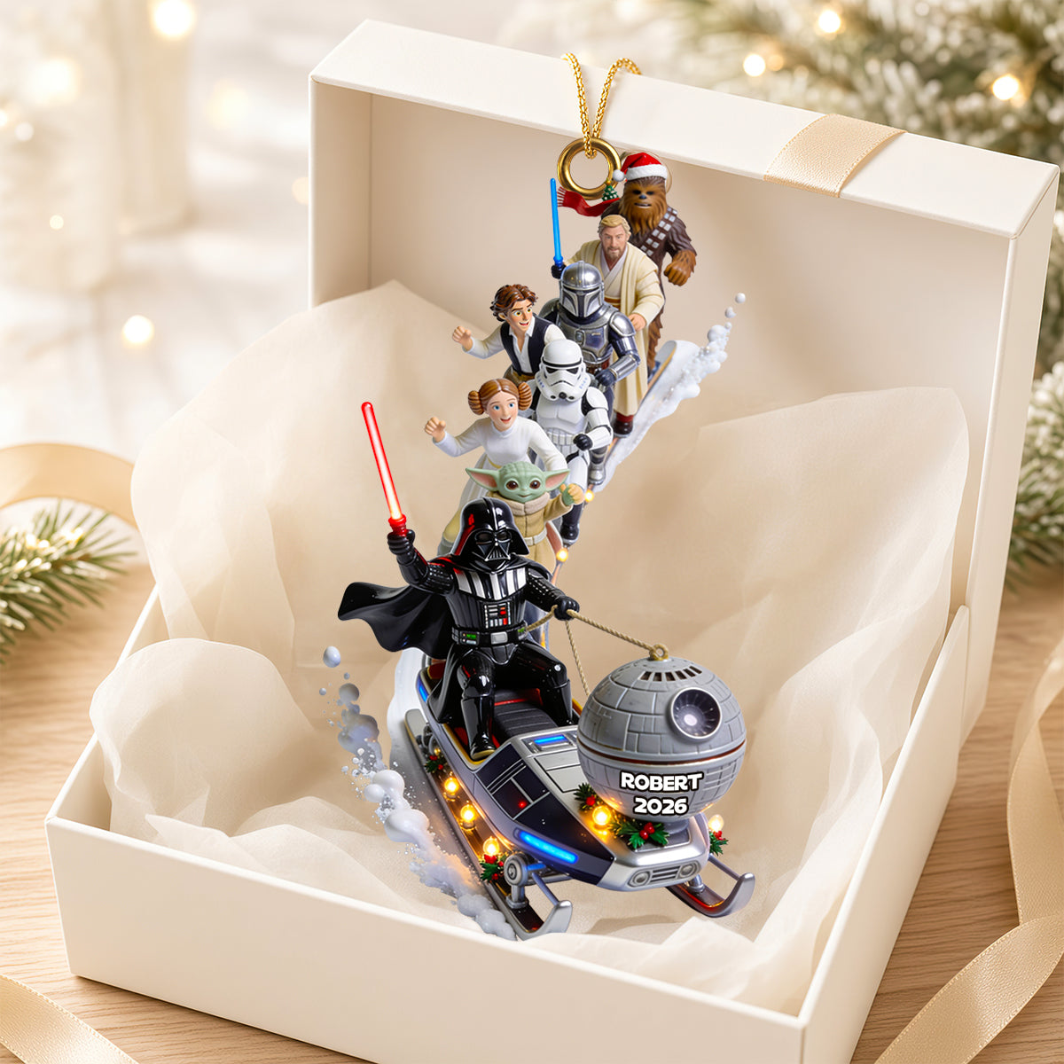 Elliptical Snow Slide Acrylic Ornament - Personalized Gifts 01QHDT310826-Homacus