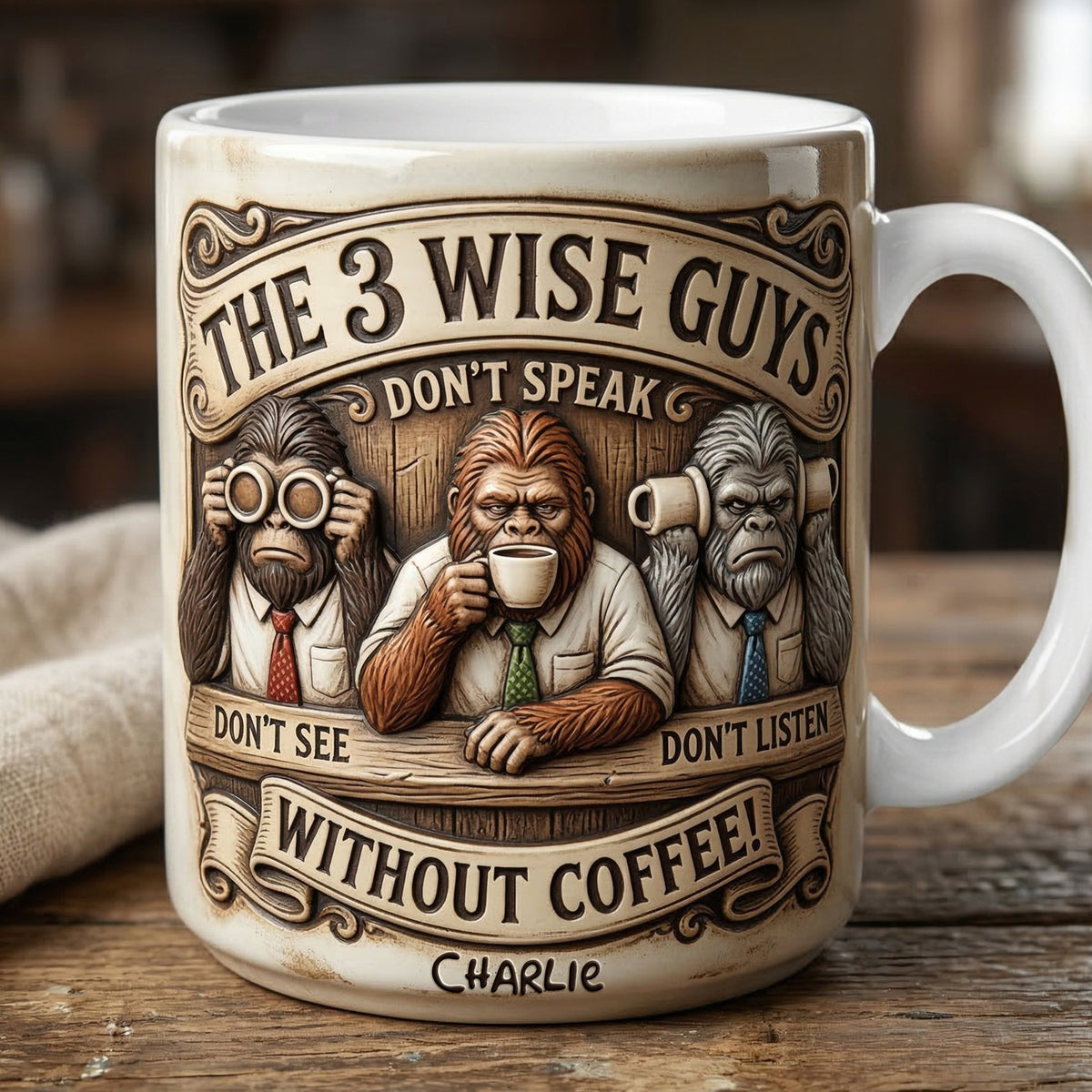 Sasquatch 3 Wise Guys Coffee Mug - Personalized Gifts For Coworker 01palu240326-Homacus