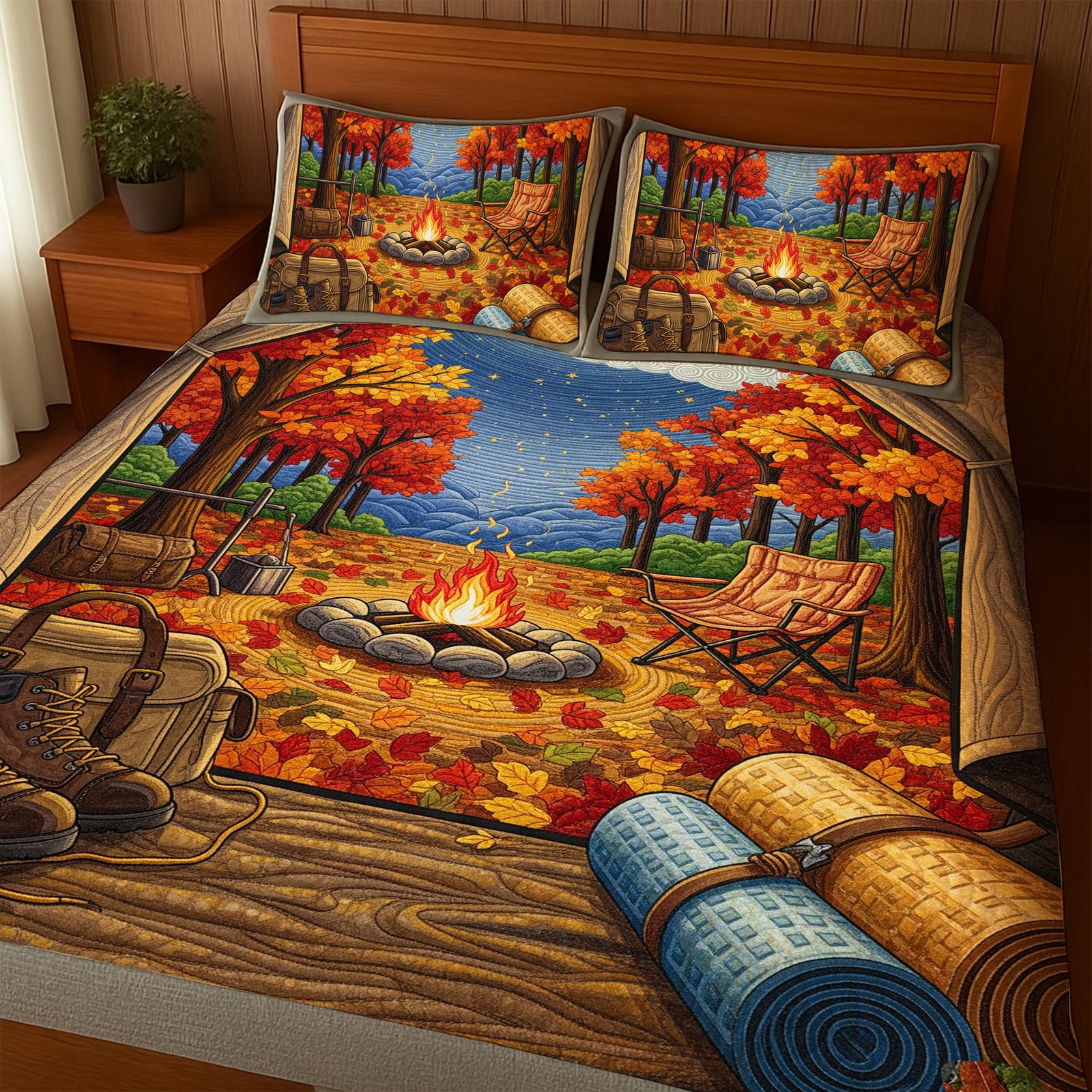 Autumn Campfire Dreams Quilt Bedding Set Special Line - Gift For Camping Lovers 03PGLU160725-Homacus