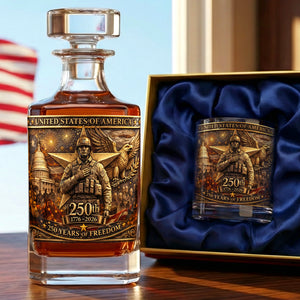 Anniversary Veteran Decanter Set - Personalized Gift For Military Decanter Set 01TOQN280226-Homacus