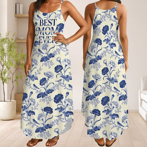 Flower Toile de Jouy Suspender Maxi Dress - Personalized Gifts For Mom 05PGQN200326-Homacus