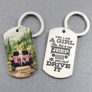 Personalized Gifts For Girl Keychain 01HUDT060624TM Car Girl With Watercolor Background-Homacus