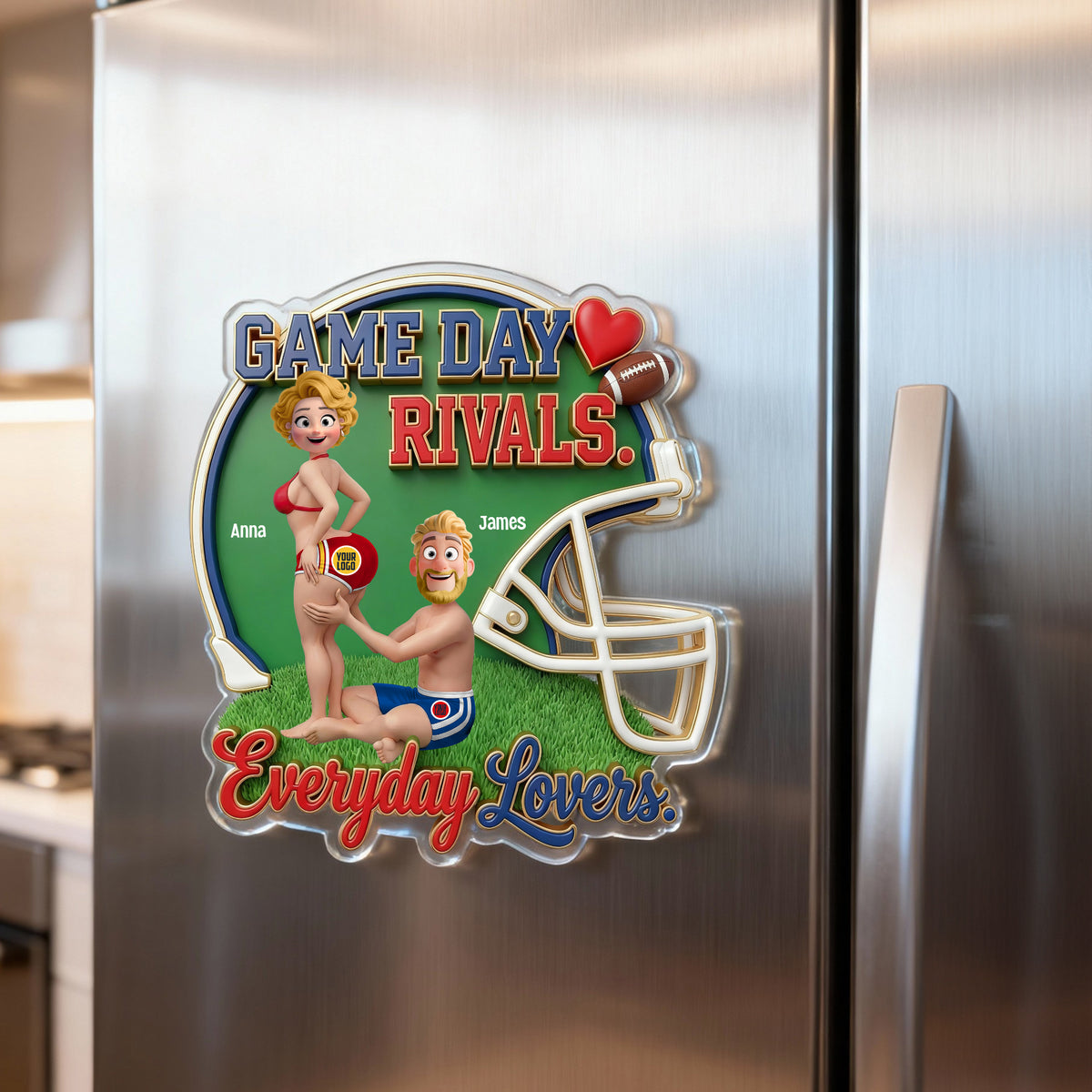 Game Day Rivals Couple Fridge Magnet - Personalized Gifts For Sporty Couple 01HUTN140126-Homacus