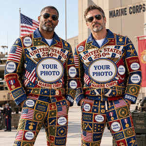 Patriotic Button Up Pajama Set - Personalized Christmas Gifts For Veterans 01palu070926
