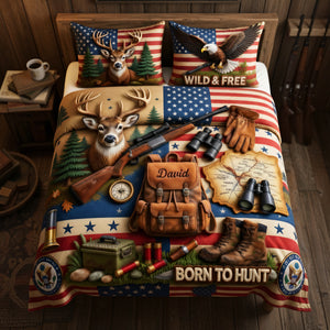 Proud American Hunter Quilt Bedding Set - Personalized Gifts For Hunters 04tyta260326-Homacus