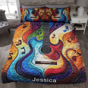 Personalized Colorful Rainbow Guitar For Guitar Lovers Quilt Bedding Set Special Line 07QNQN301224-Homacus