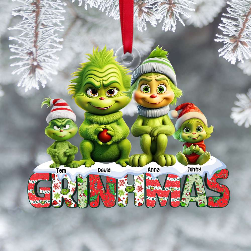 Personalized Gifts For Family, Green Monsters Family Acrylic Ornament 04OHTN211124-Homacus