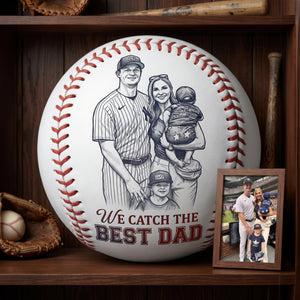 Catch The Best Dad Baseball Ball Custom Photo Gifts For Baseball Dad 05qhlu090526-Homacus