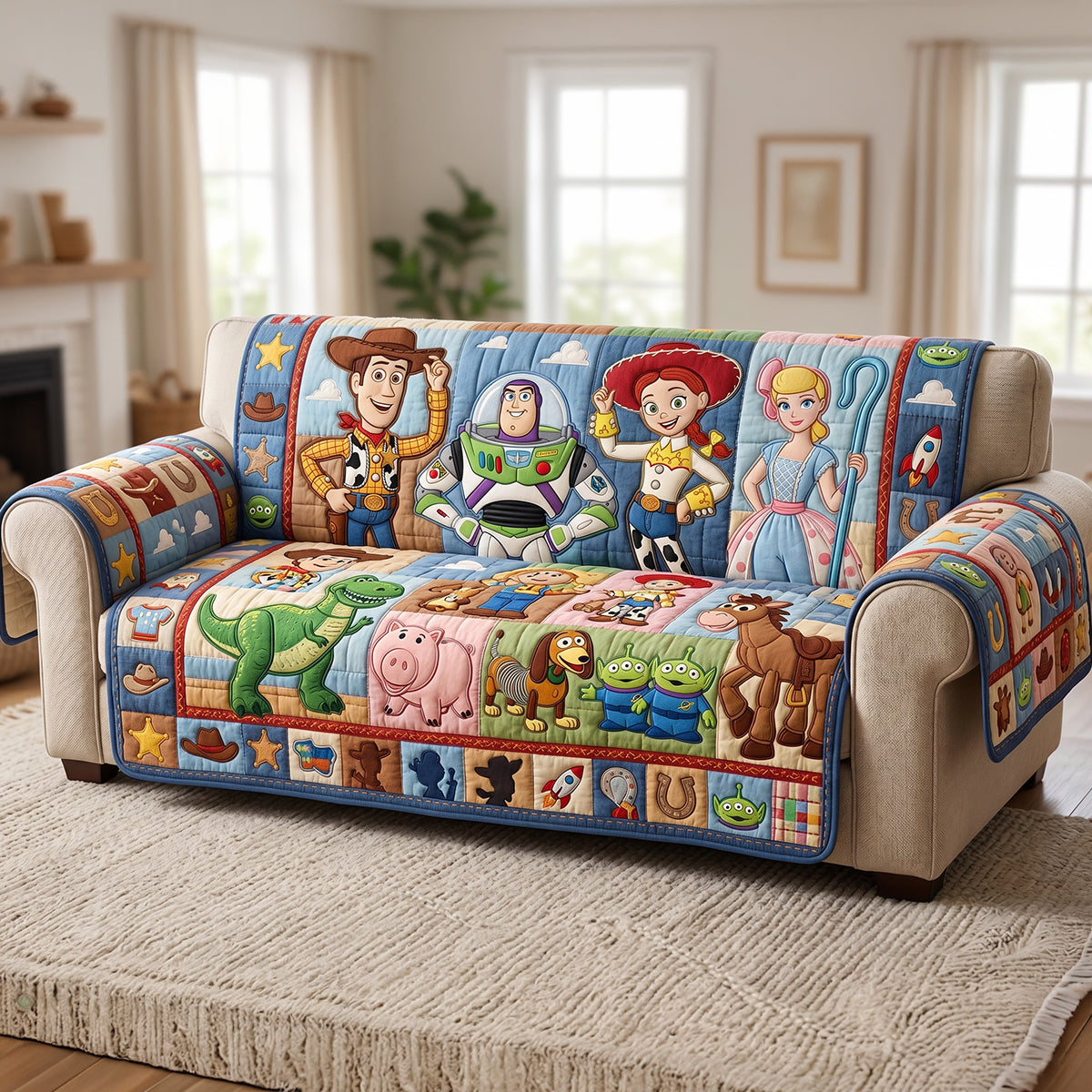 Fun Friends Quilted Sofa Cover Personalized Gifts For Friends 02HUTN230626-Homacus