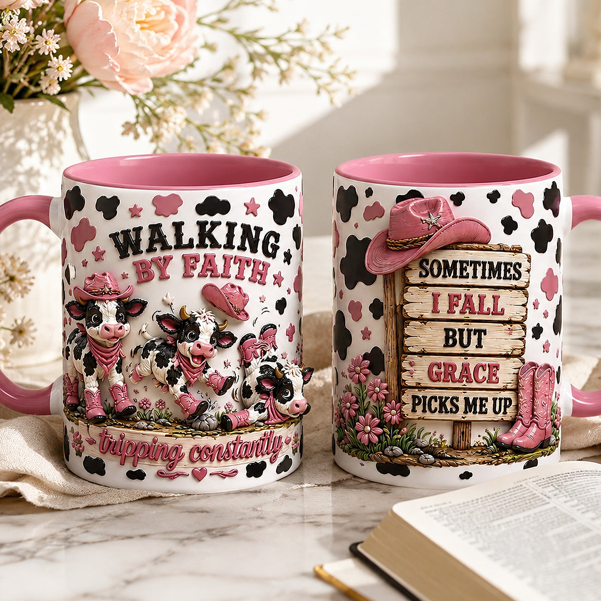 Walking By Faith Calf Coffee Mug - Personalized Gifts For Christian 06PADT250726