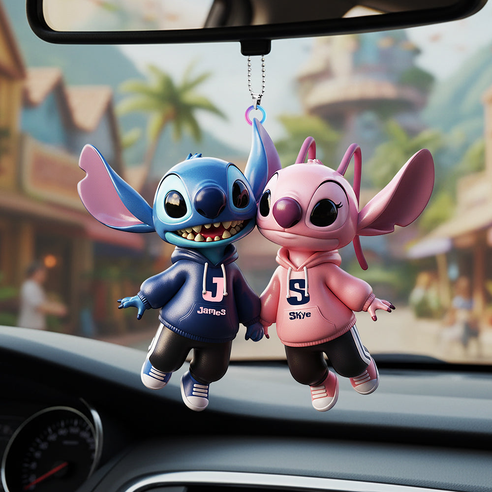 Blue Alien Couple Car Hanger Ornament - Personalized Gifts For Couple 04hyta281125-Homacus