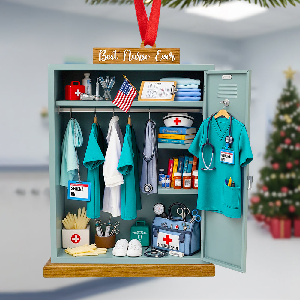 Nurse Festive Locker Christmas Ornament, Personalized Gifts For Nurse 02qhdt090925-Homacus