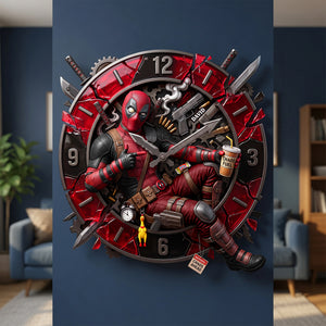 Red Mask Acrylic Wall Clock - Personalized Gifts 01paqn180726-Homacus