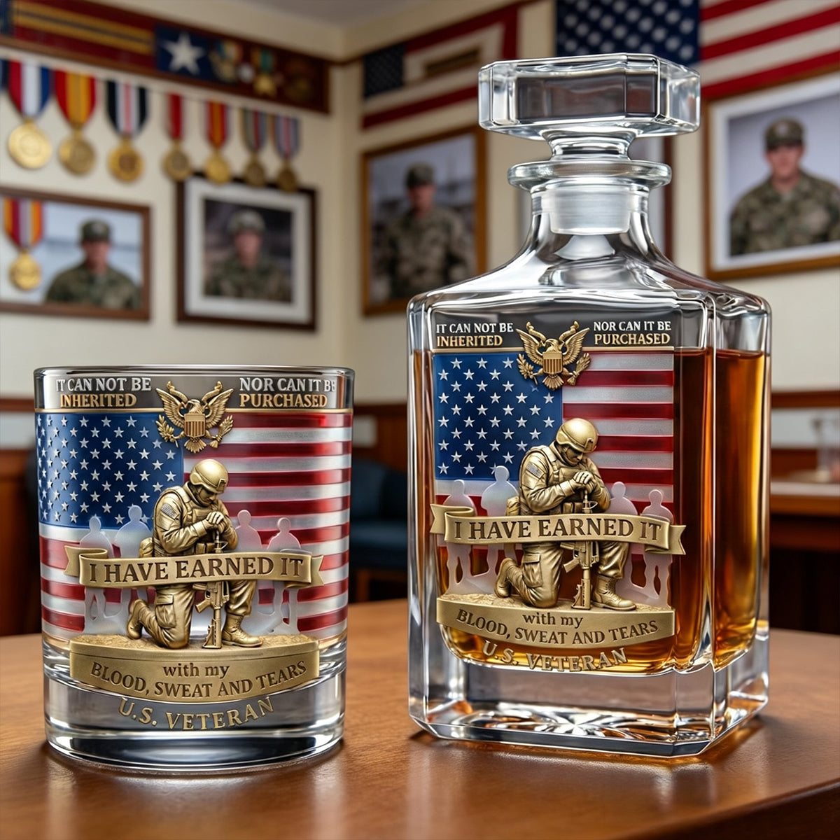 I've Earned It Decanter Set - Personalized Gifts For Veterans 01patn280226