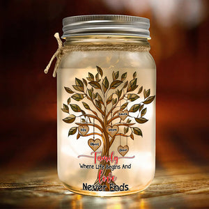 Personalized Gifts For Family Mason Jar Light, Where Life Begins And Love Never Ends 05TGLU111024-Homacus