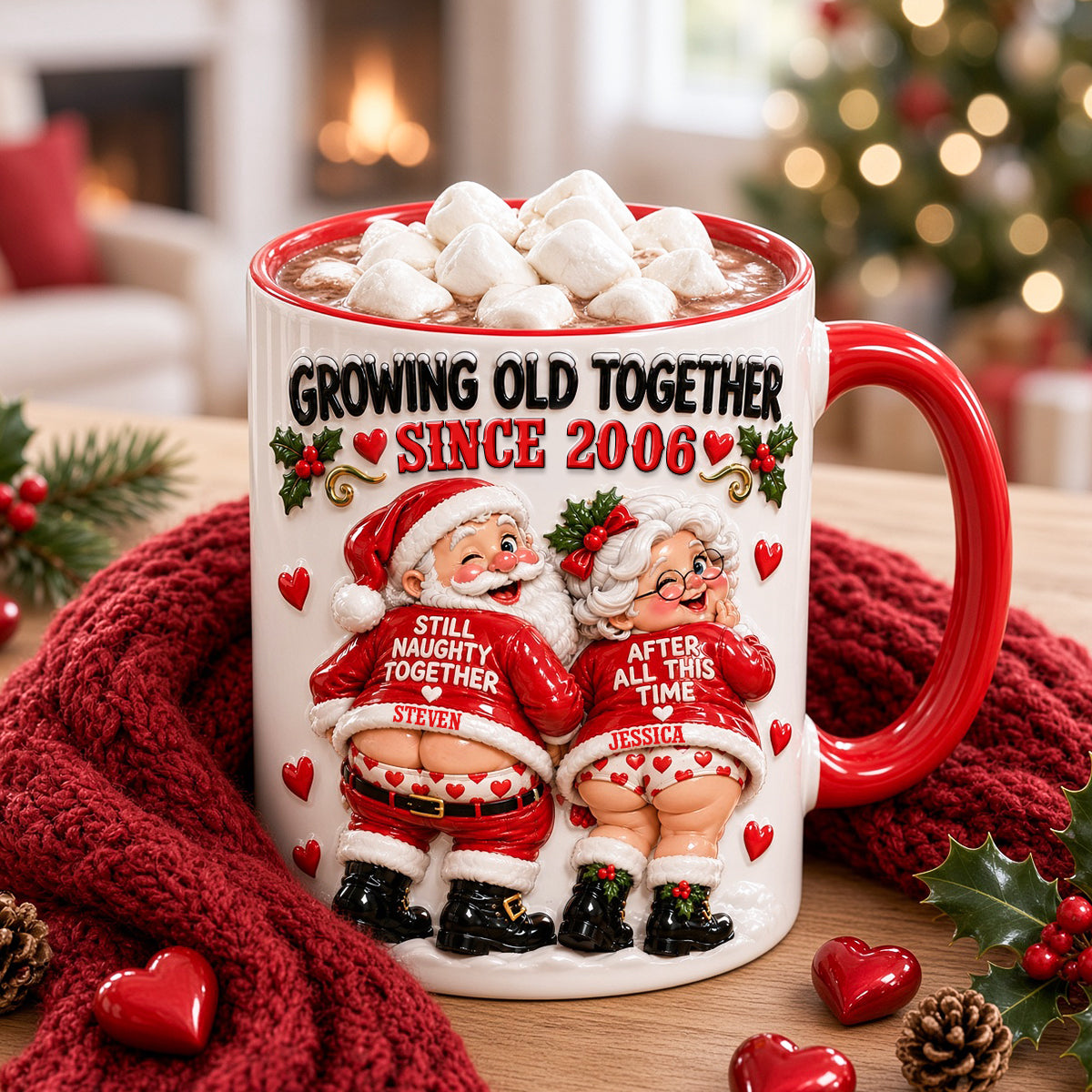 Naughty Old Santa Couple Accent Mug - Personalized Christmas Gifts For Couples 01todh211026-Homacus