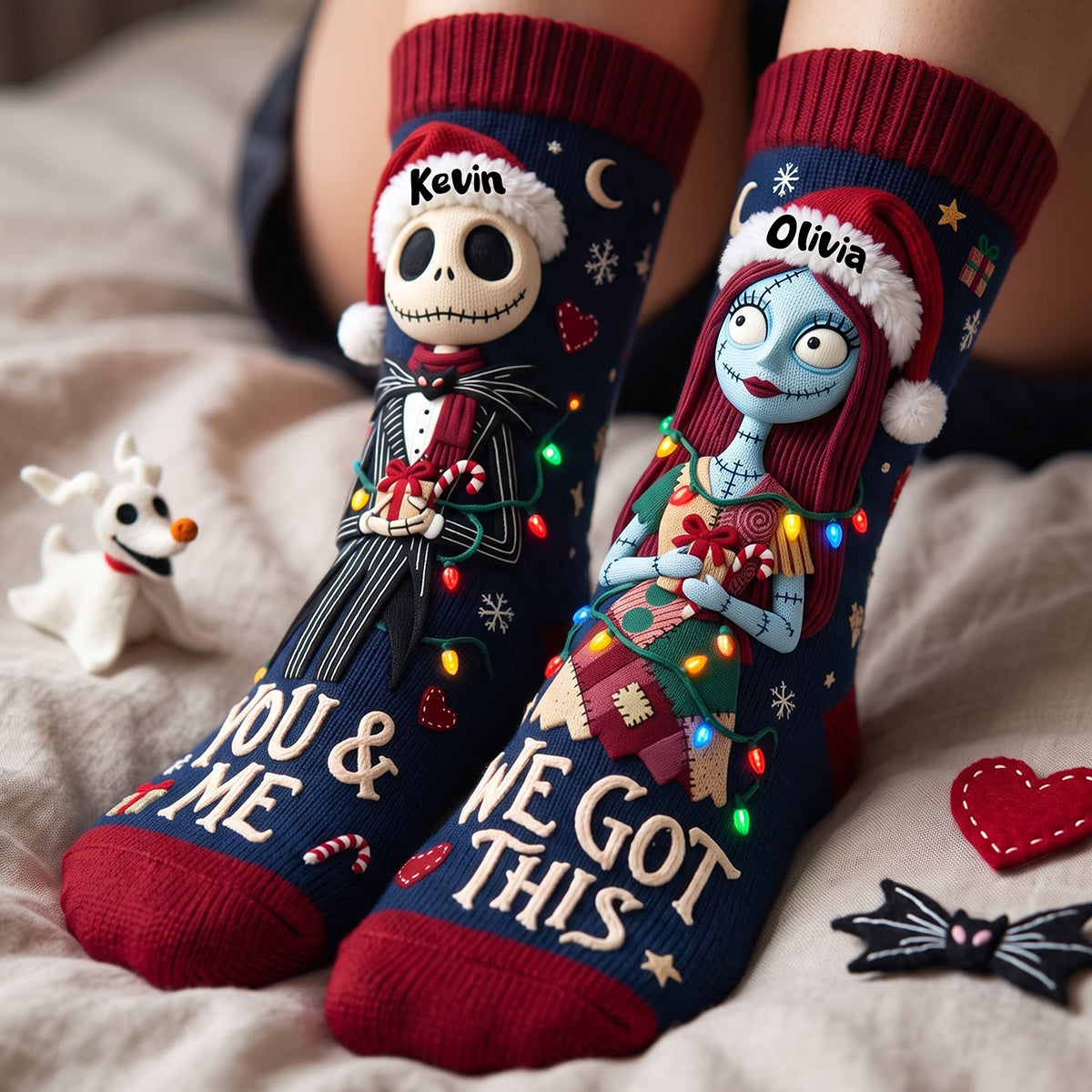 You And Me We Got This Spooky Christmas Couple Middle Tube Socks - Personalized Gifts For Couple Socks 03TYTA190926