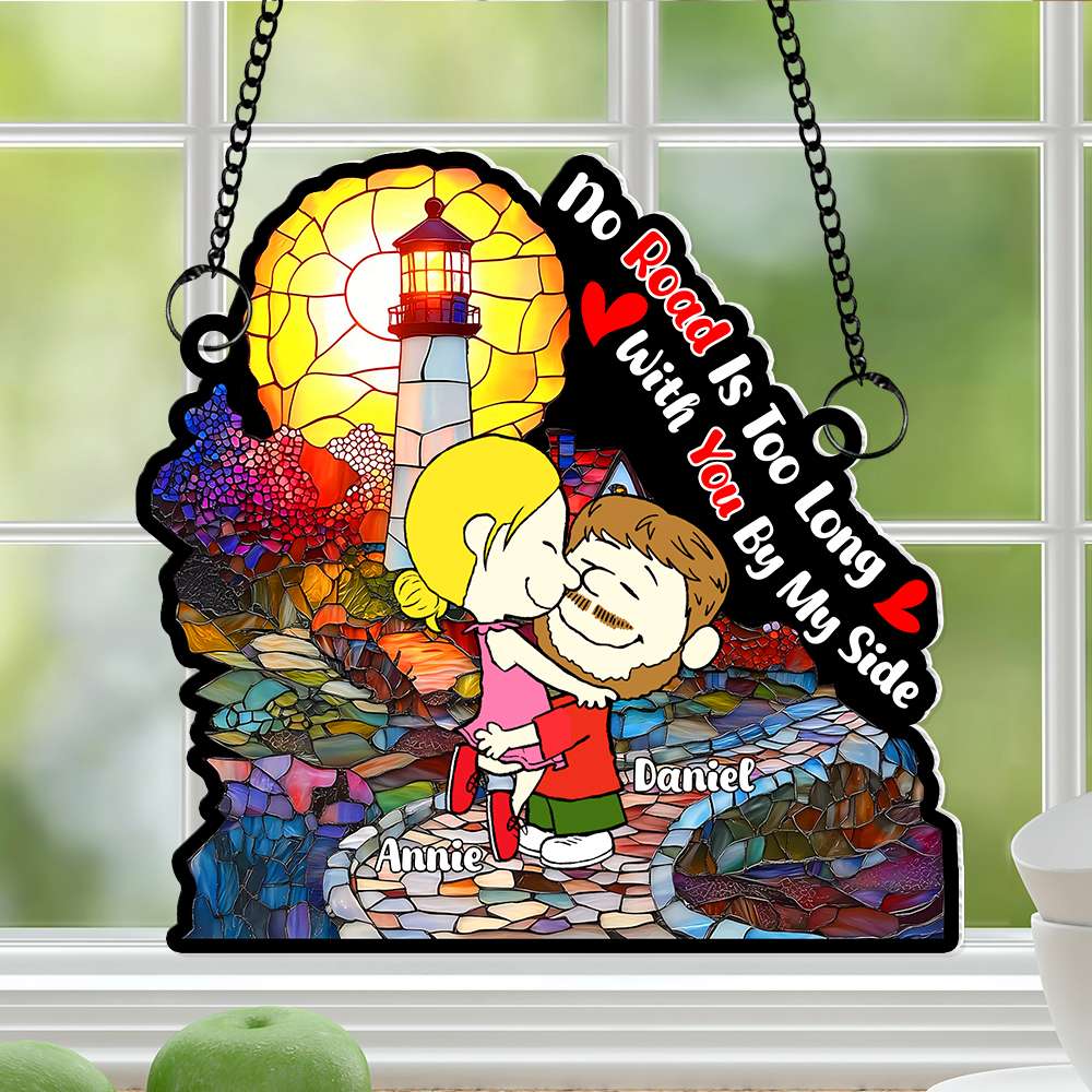 Personalized Gifts For Couples Suncatcher Ornament Hugging Cartoon Couple 01KALU110125HG-Homacus