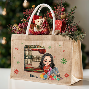 Personalized Gift For Knitters Alphabet Christmas Jute Tote Bag 01HUPU181124HH-Homacus