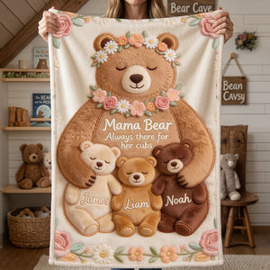 Mama Bear Blanket Personalized Gifts For Mom 01PGDT160326-Homacus