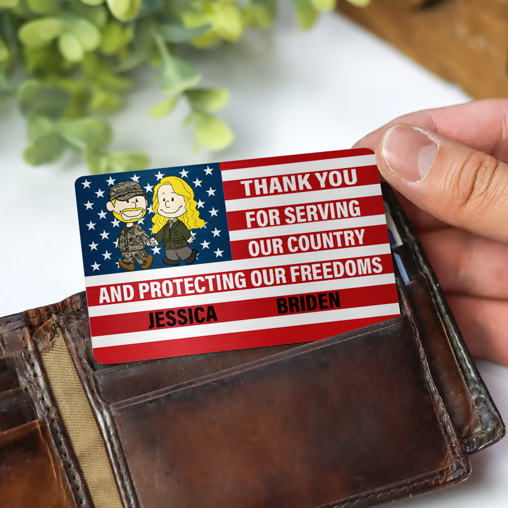Personalized Gifts For Veteran Couples Aluminum Wallet Card 04TOLU110125HG-Homacus