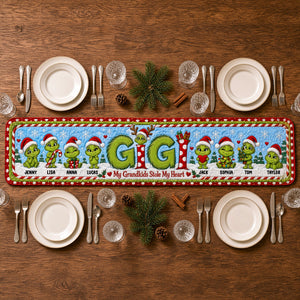 Grandkids Christmas Table Runner - Personalized Gifts For Grandma 02HUTN031026-Homacus