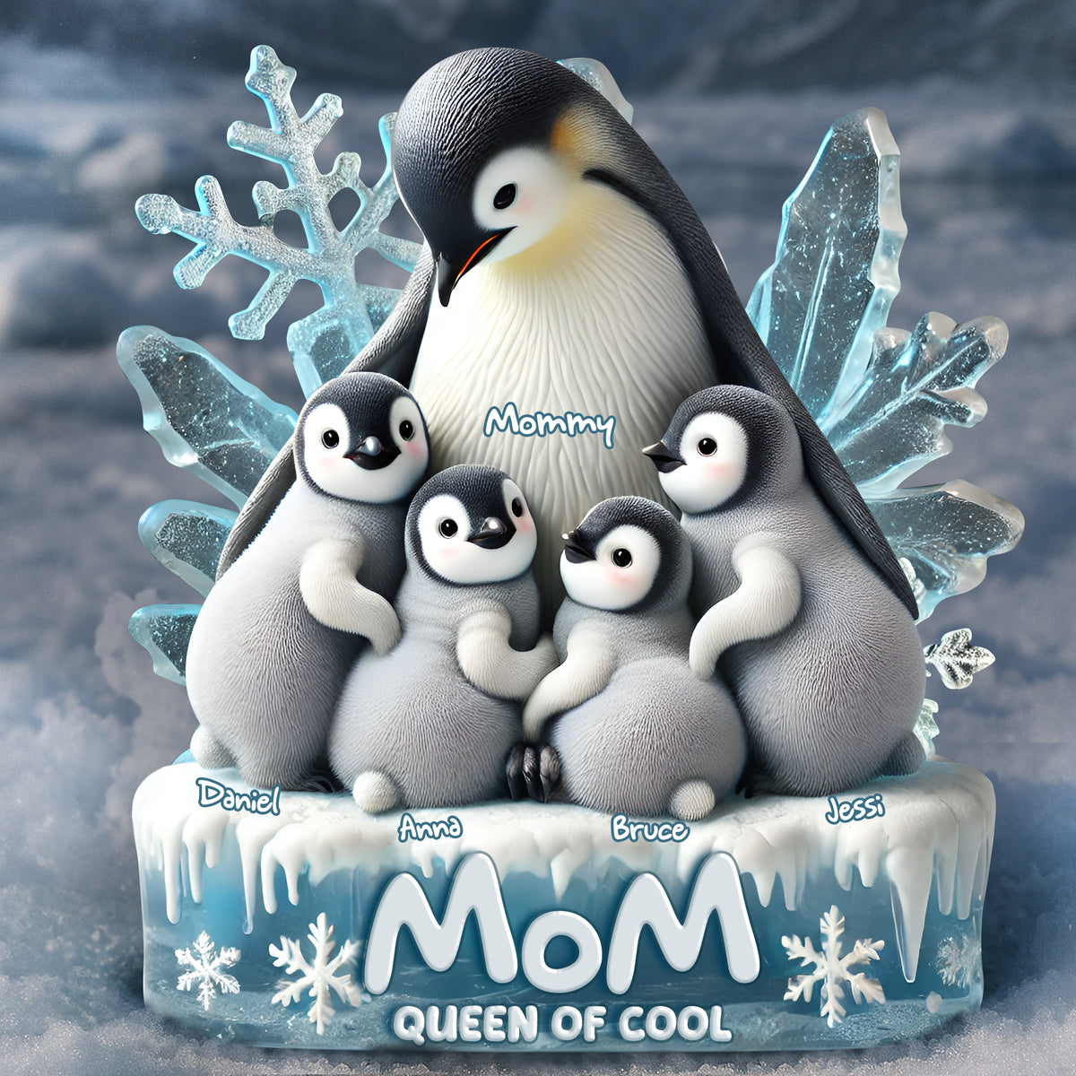 Personalized Gifts For Penguin Mom Acrylic Plaque- Queen Of Cool 04QHLU160425-Homacus