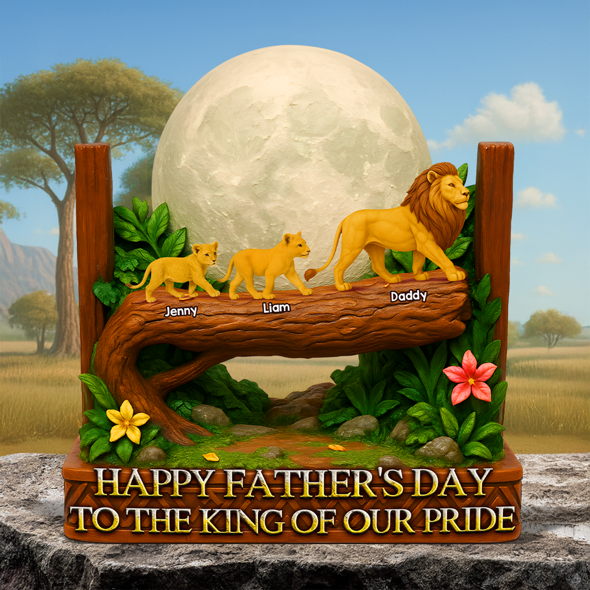 Lion Dad Plaque - Personalized Gifts For Dad 01napu020525-Homacus