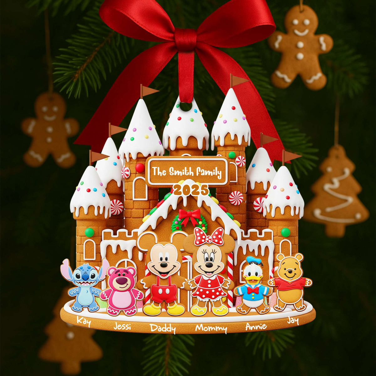 Gingerbread Family Castle Ornament - Personalized Christmas Gifts For Family 05NALU160825-Homacus