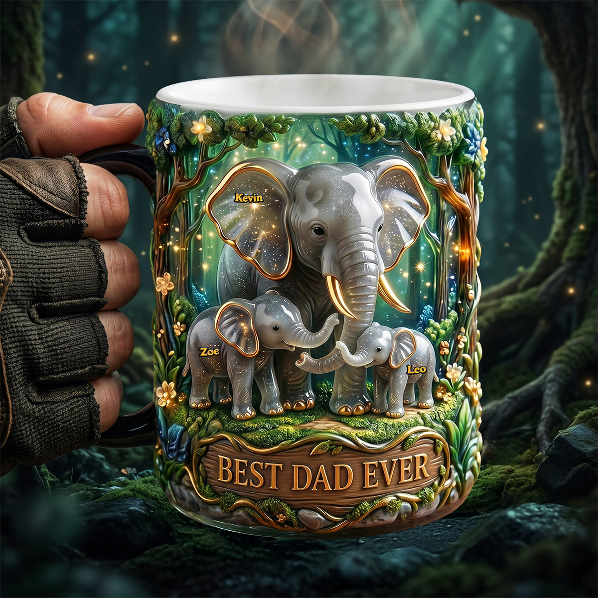 Elephant Dad Magic Coffee Mug - Personalized Gifts For Father's Day Magic Mug 02TYTA230526-Homacus
