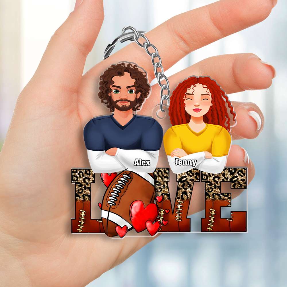 Personalized Gifts For Football Lover Acrylic Keychain Couple Valentine 01XQMH101224HG-Homacus