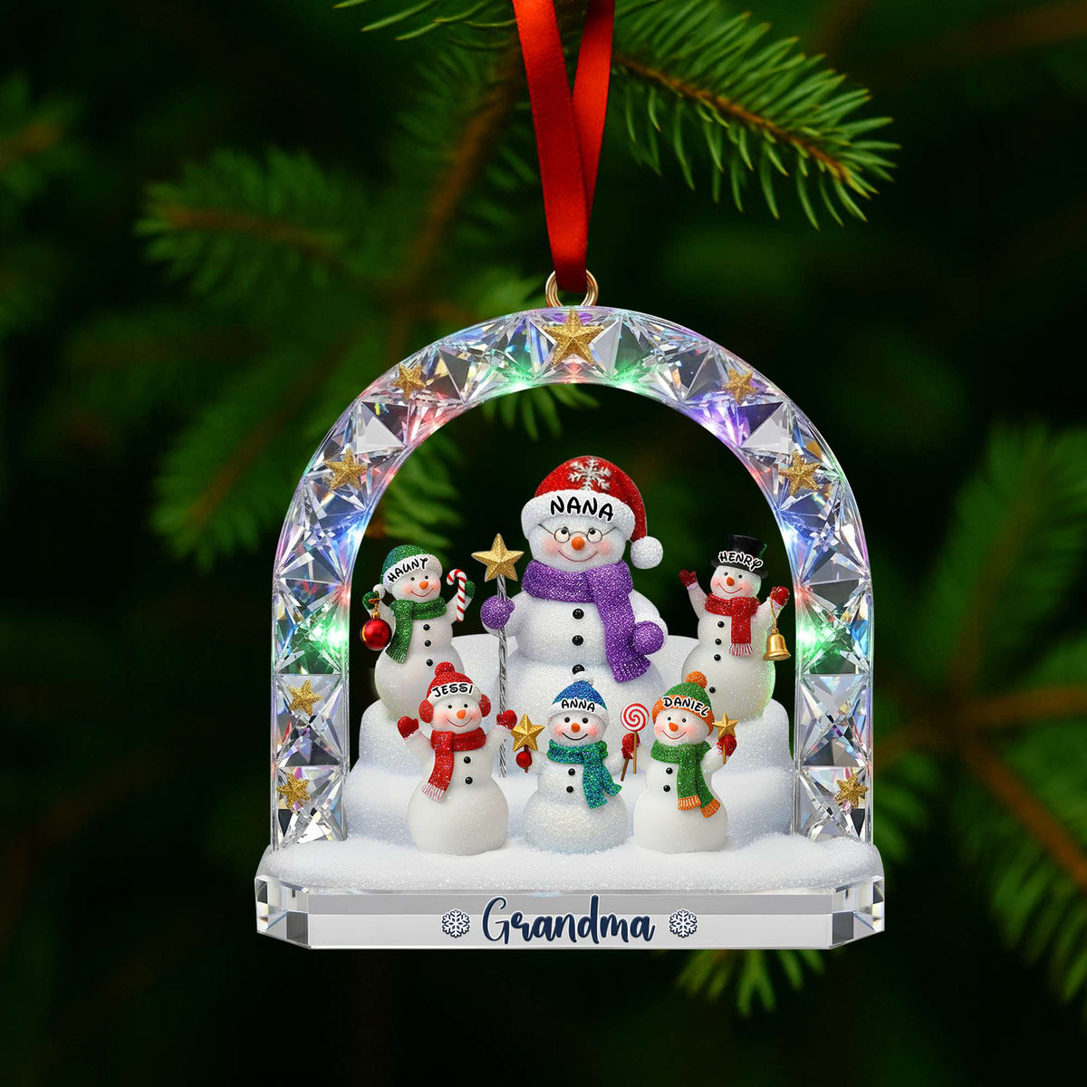 Grandma’s Snowman Family Ornament - Personalized Christmas Gift For Grandma 04TOLU250925-Homacus