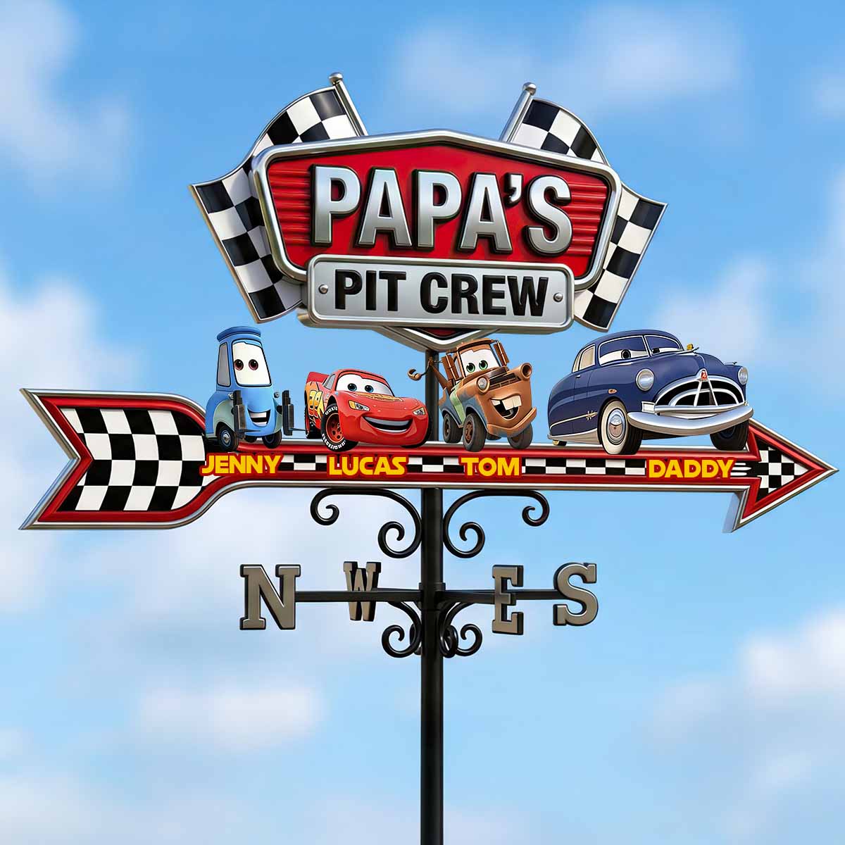 Papa’s Racing Metal Weather Vane - Personalized Gifts For Dad 05padt150526-Homacus
