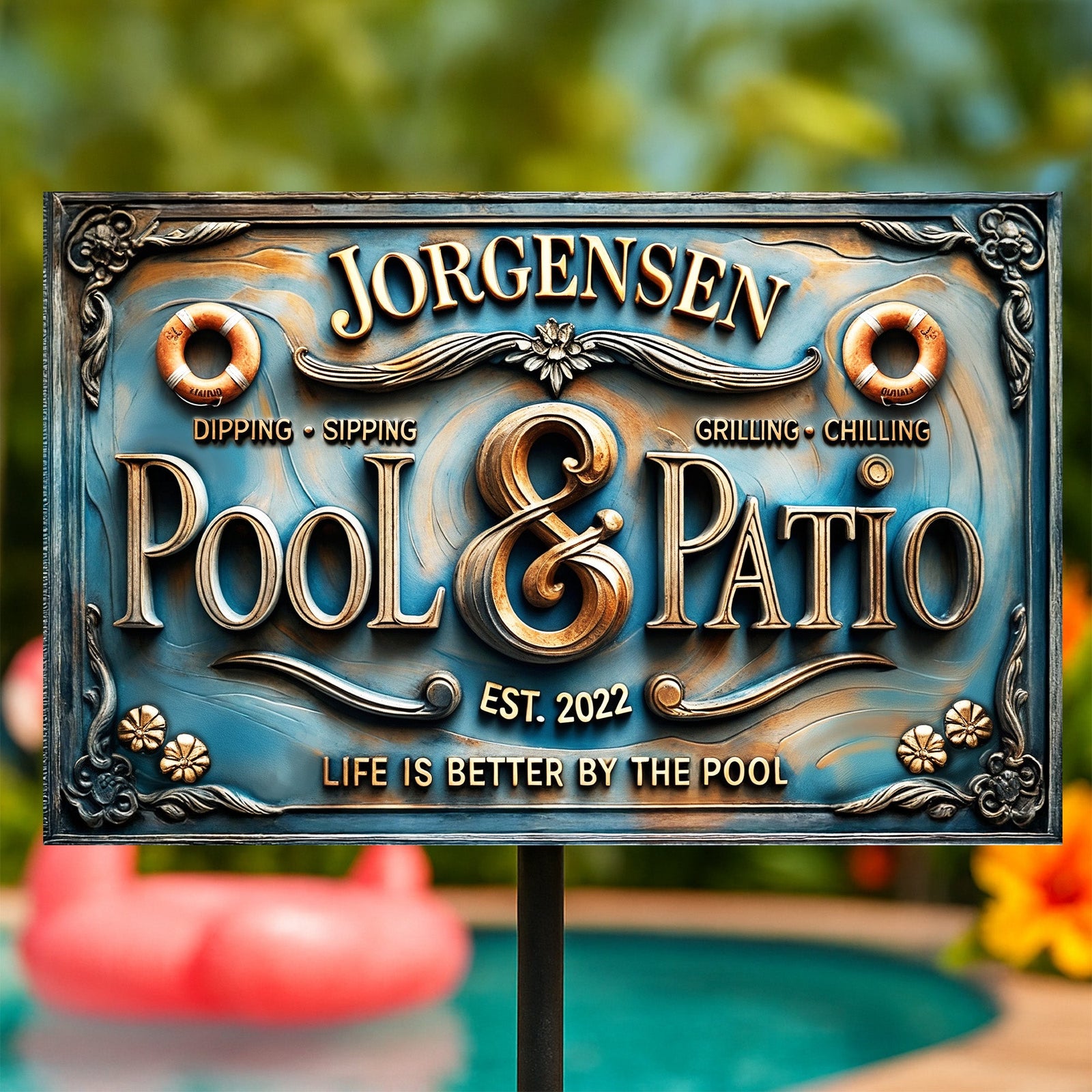 Pool & Patio Metal Sign - Personalized Gifts For Family 02qhhg070725-Homacus