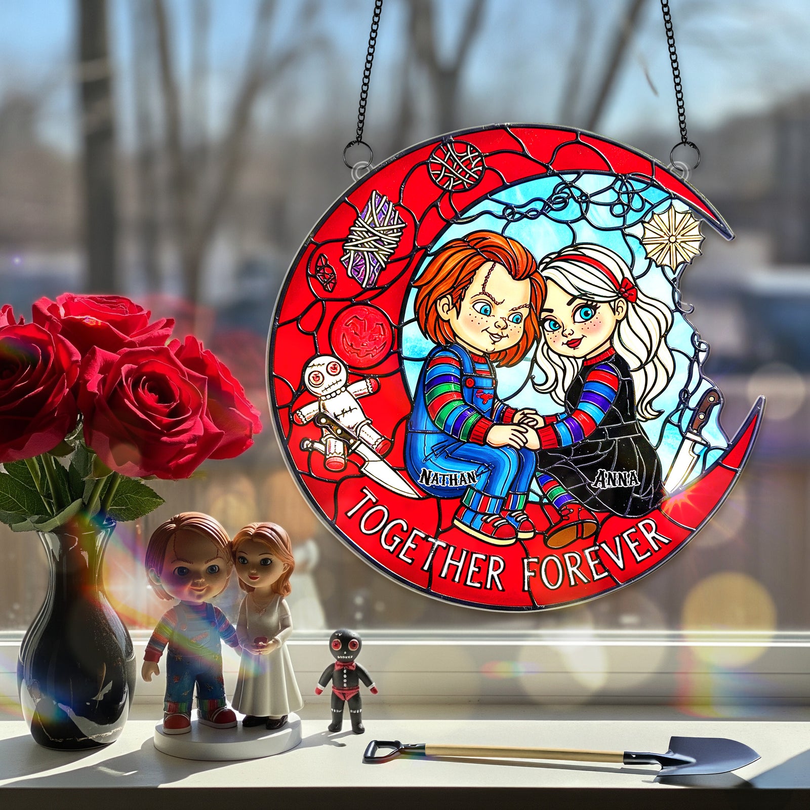 Horror Couple Suncatcher Ornament - Personalized Gifts For Couple 02HUMG110825-Homacus