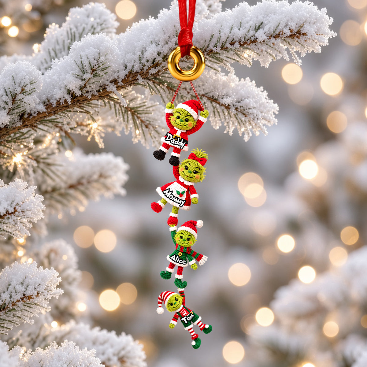 Crochet Christmas Family Hanging Ornament - Personalized Gifts For Family 01nadh280926