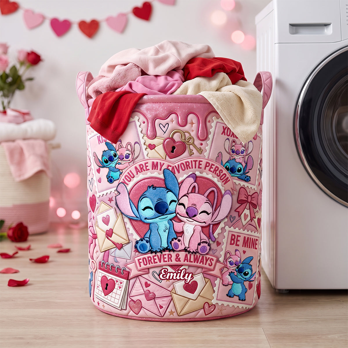 My Favorite One - Personalized Gifts For Couple Quilted Laundry Basket 03PADH110726-Homacus