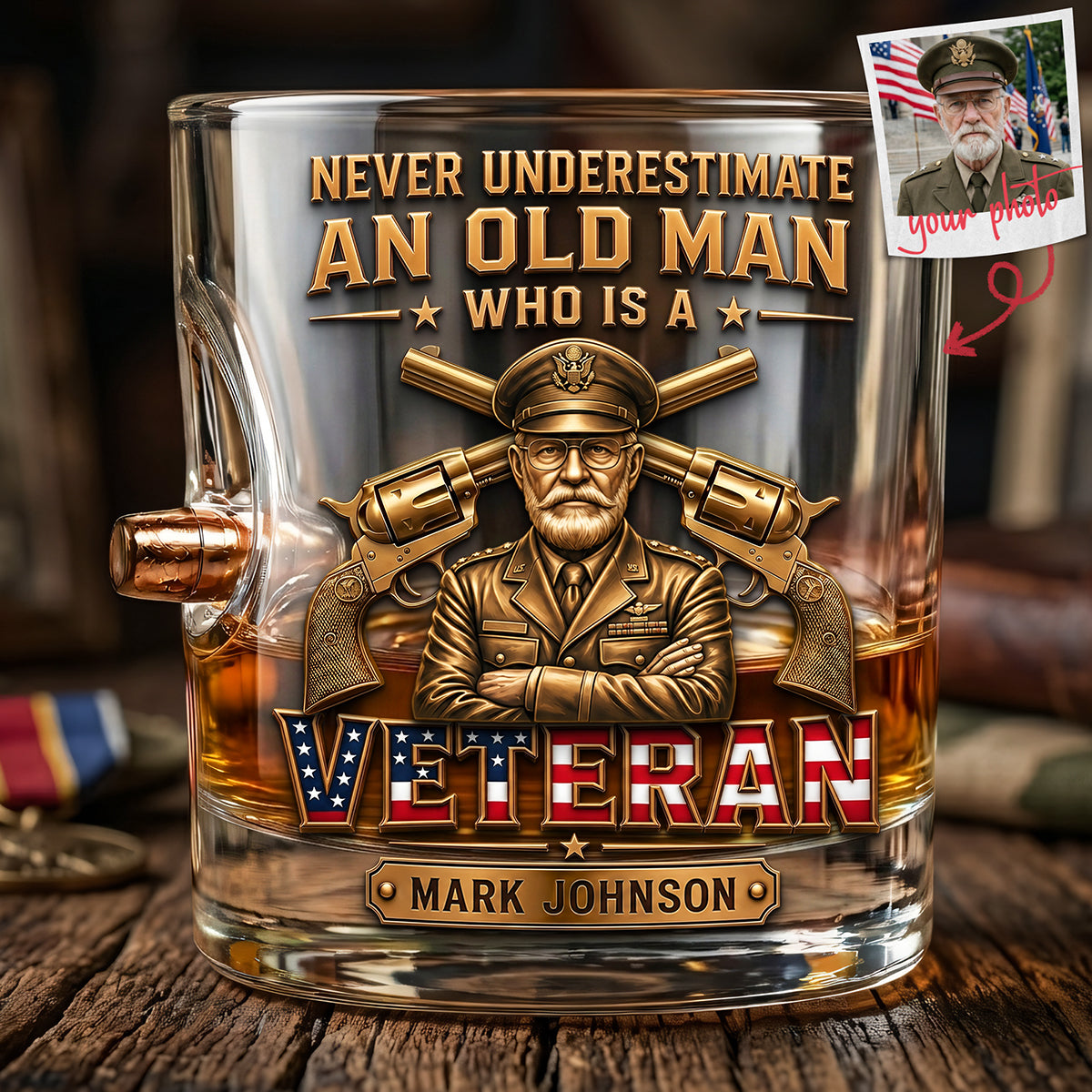 Veteran Pride Bullet Glass - Custom Photo Gifts 01TYTA150626-Homacus