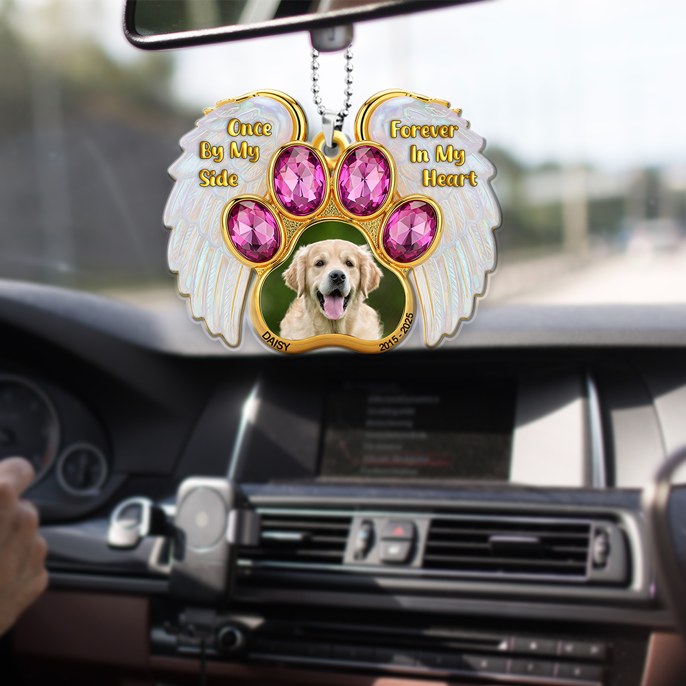 Memorial Heaven Dog Car Ornament Custom Photo Gifts For Dog Lovers 02NALU300625-Homacus